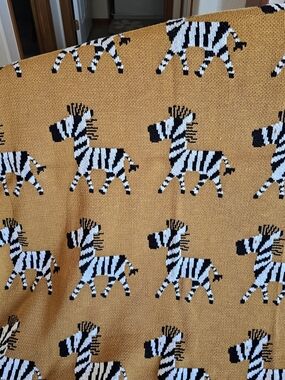 Mustard Zebra Print Knit Throw Blanket